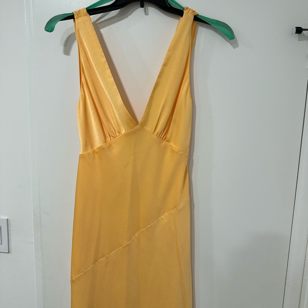 Meshki Yellow Satin Maxi Dress